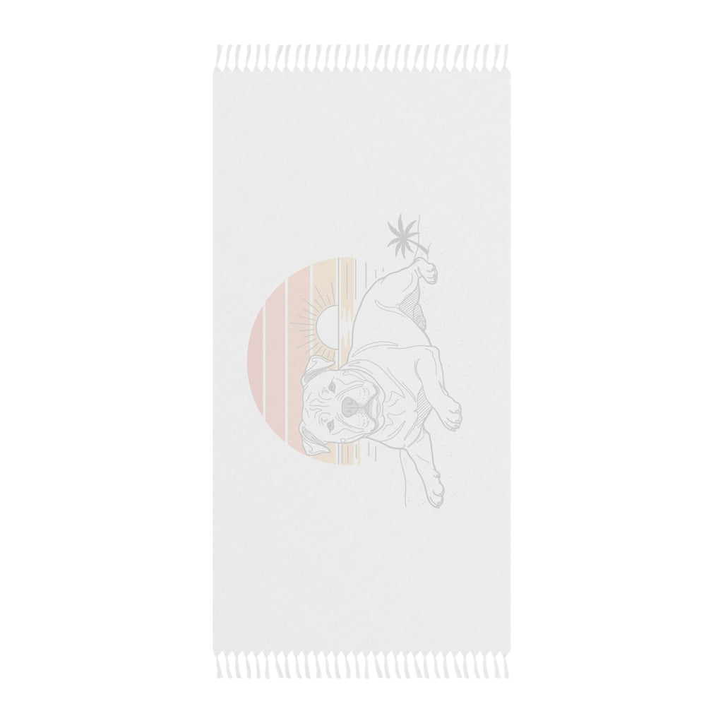 Bulldog Sunset Beach Towel — Boho Retro Palm Vibes