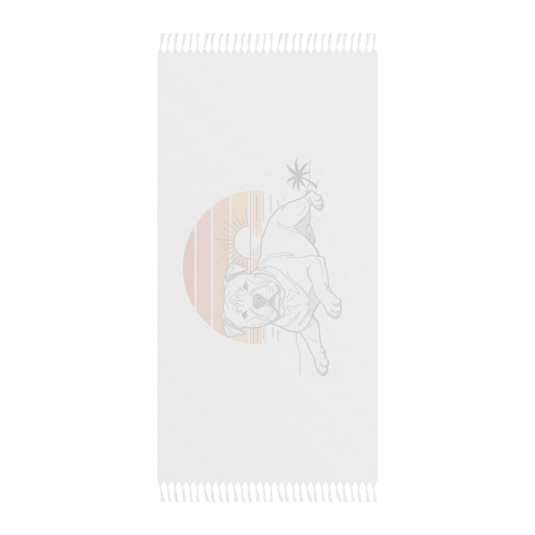 Bulldog Sunset Beach Towel — Boho Retro Palm Vibes