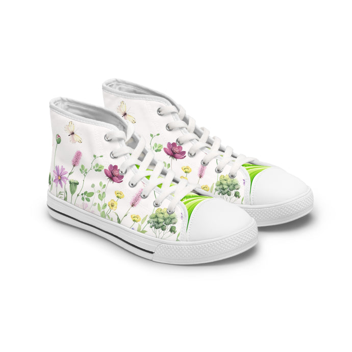 Floral High Top Sneakers - Stylish Women's High-Top Shoes, Trendy Sneakers for Casual Wear, Spring Fashion, Unique Floral Design, [...]