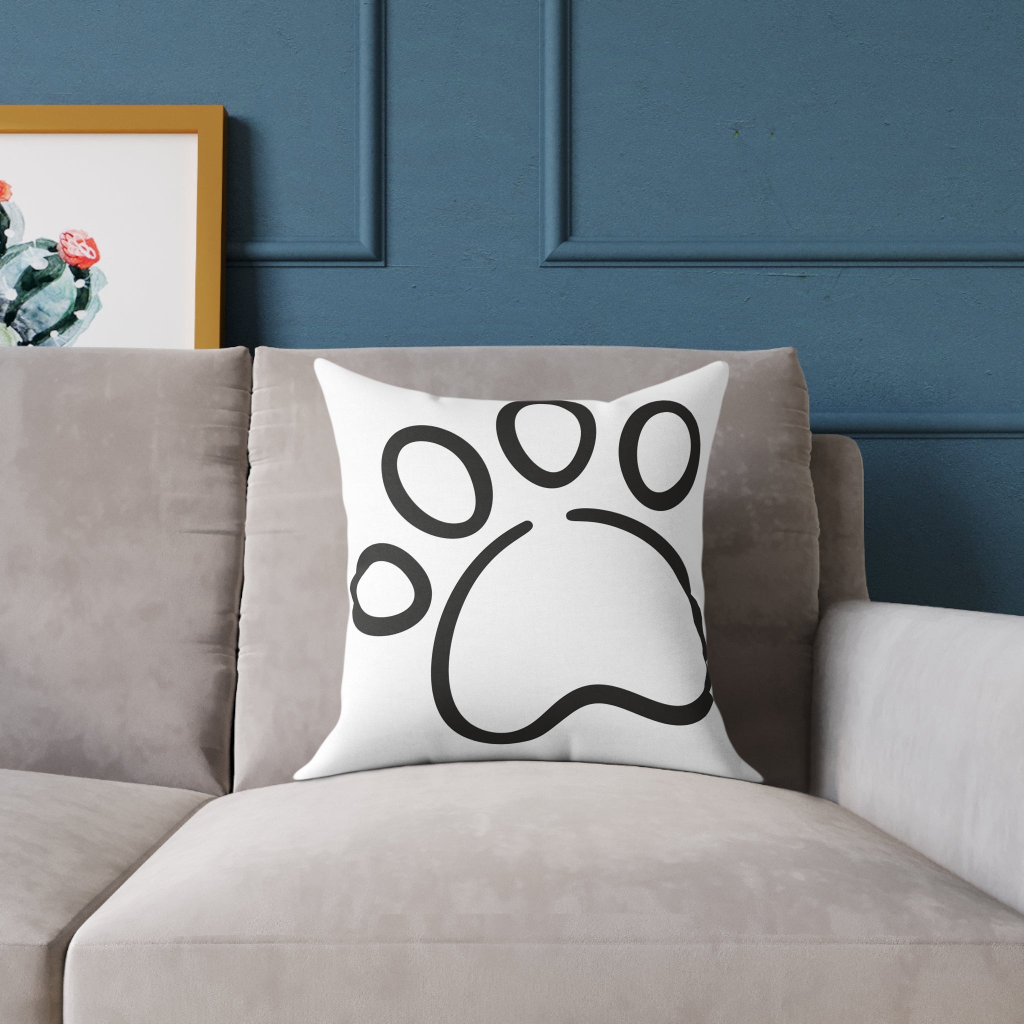 Dog Paw Accent Pillow — "Love My Dog" Square Canvas Throw Pillow for Pet Lovers