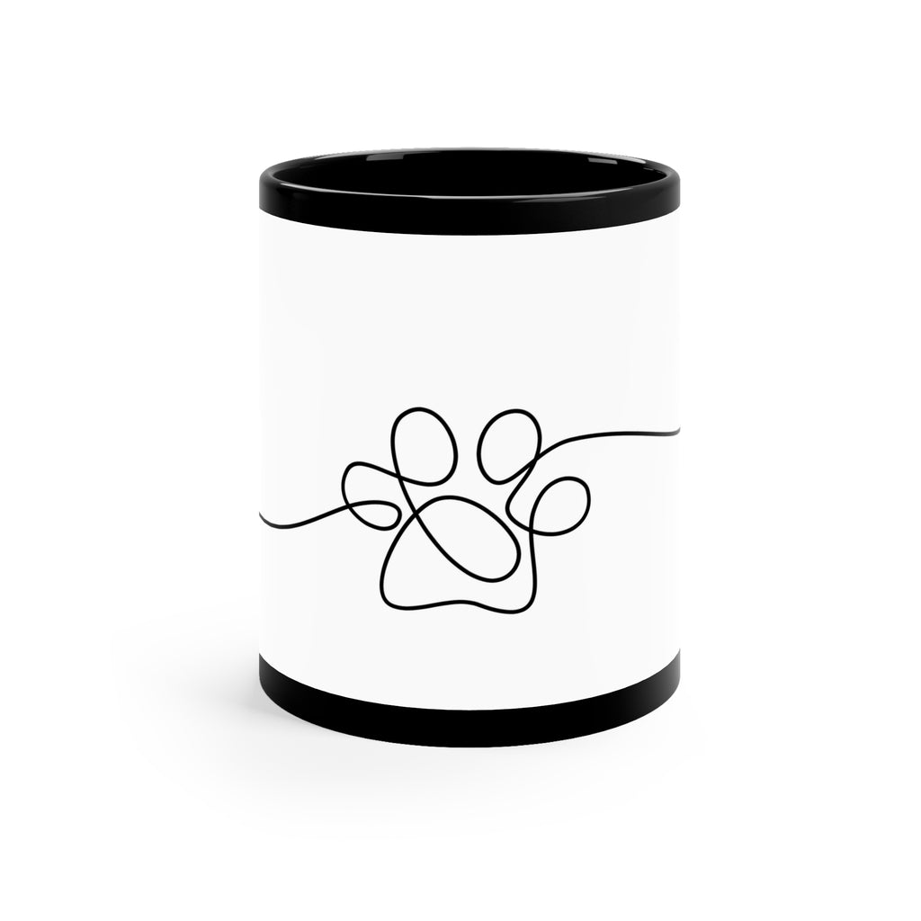 Minimal Paw Print Coffee Mug — 11oz Black Ceramic