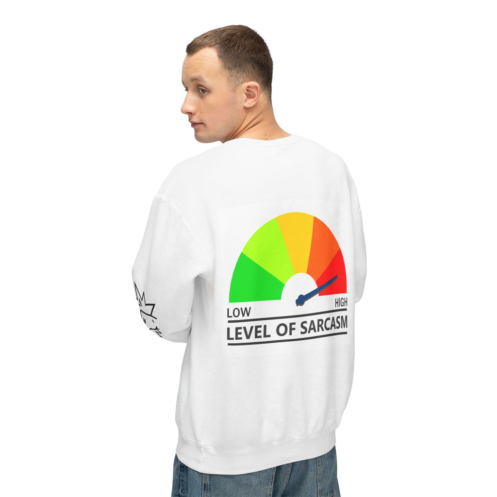 Sarcasm University Sweatshirt — "Level of Sarcasm" Gauge Graphic Crewneck