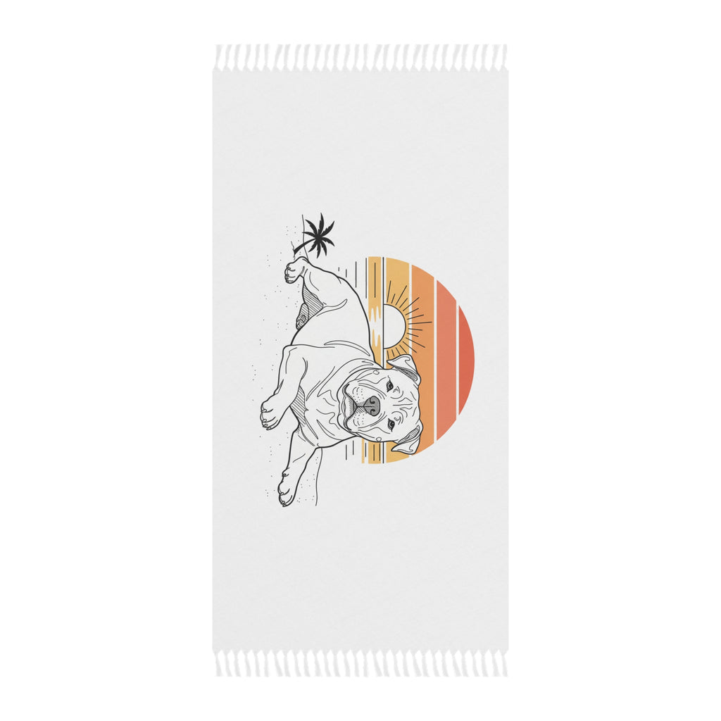 Bulldog Sunset Beach Towel — Boho Retro Palm Vibes