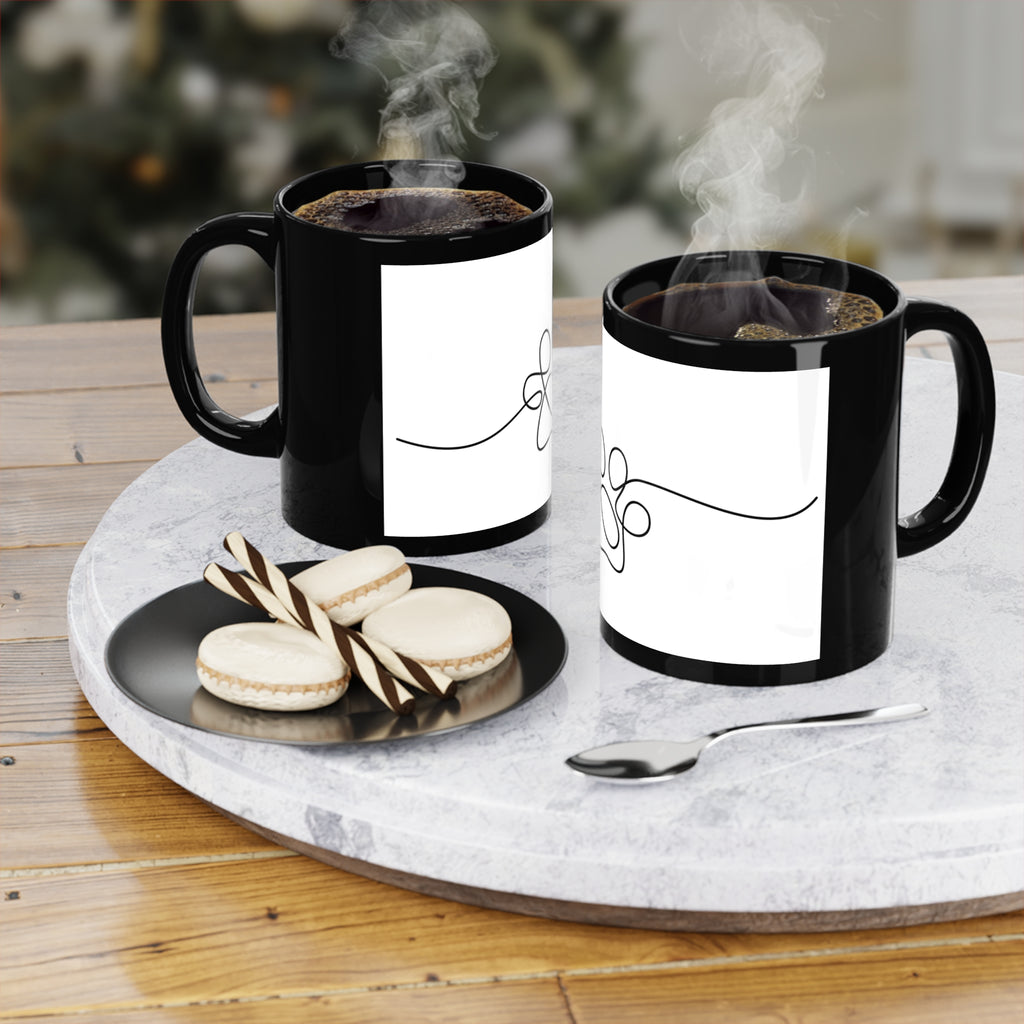 Minimal Paw Print Coffee Mug — 11oz Black Ceramic